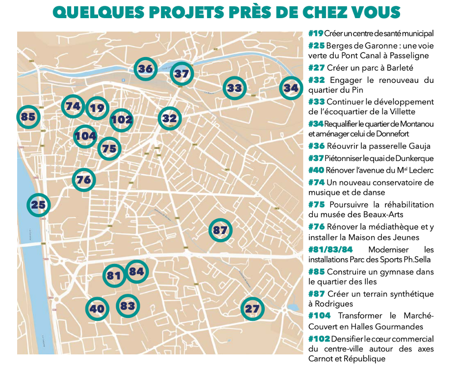 Les projets près de chez vous - Carte des quartiers d'Agen